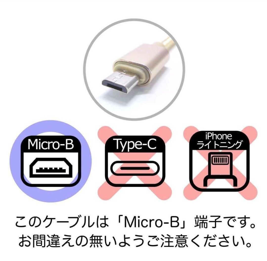 Android 充電器 microUSB タイプB Type-B 急速 高速 充電 ケーブル