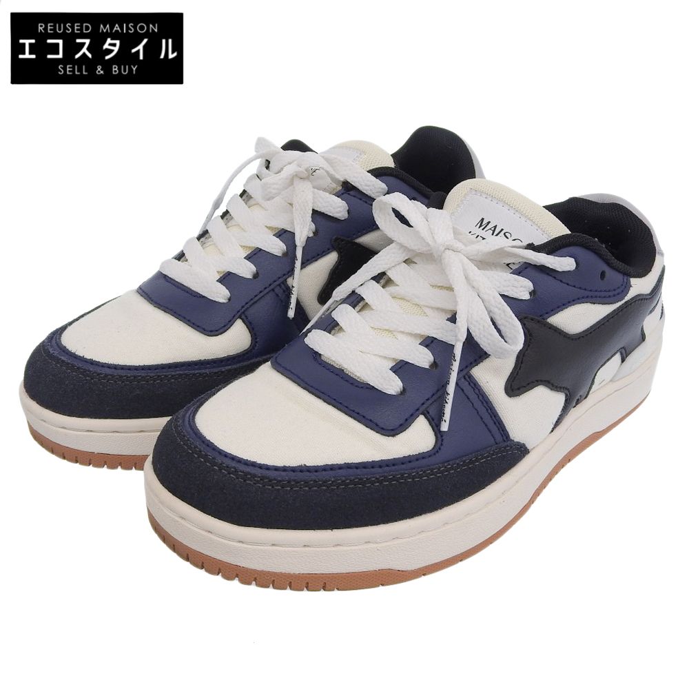 MAISON KITSUNE メゾンキツネ CHIRU TRAINERS スニーカー シューズ レディース ネイビー×ホワイト 23.5cm MW04804WQ1101 37