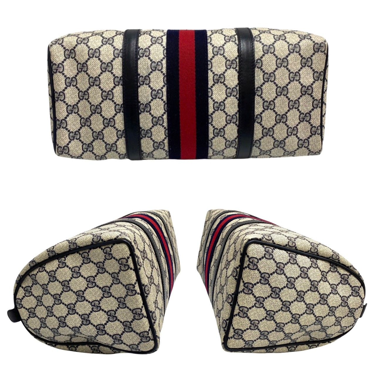 極 美品 GUCCI オールドグッチ グッチ ヴィンテージ シェリーライン GG レザー 本革 ハンドバッグ ミニ ボストンバッグ ネイビー  80280 - メルカリ