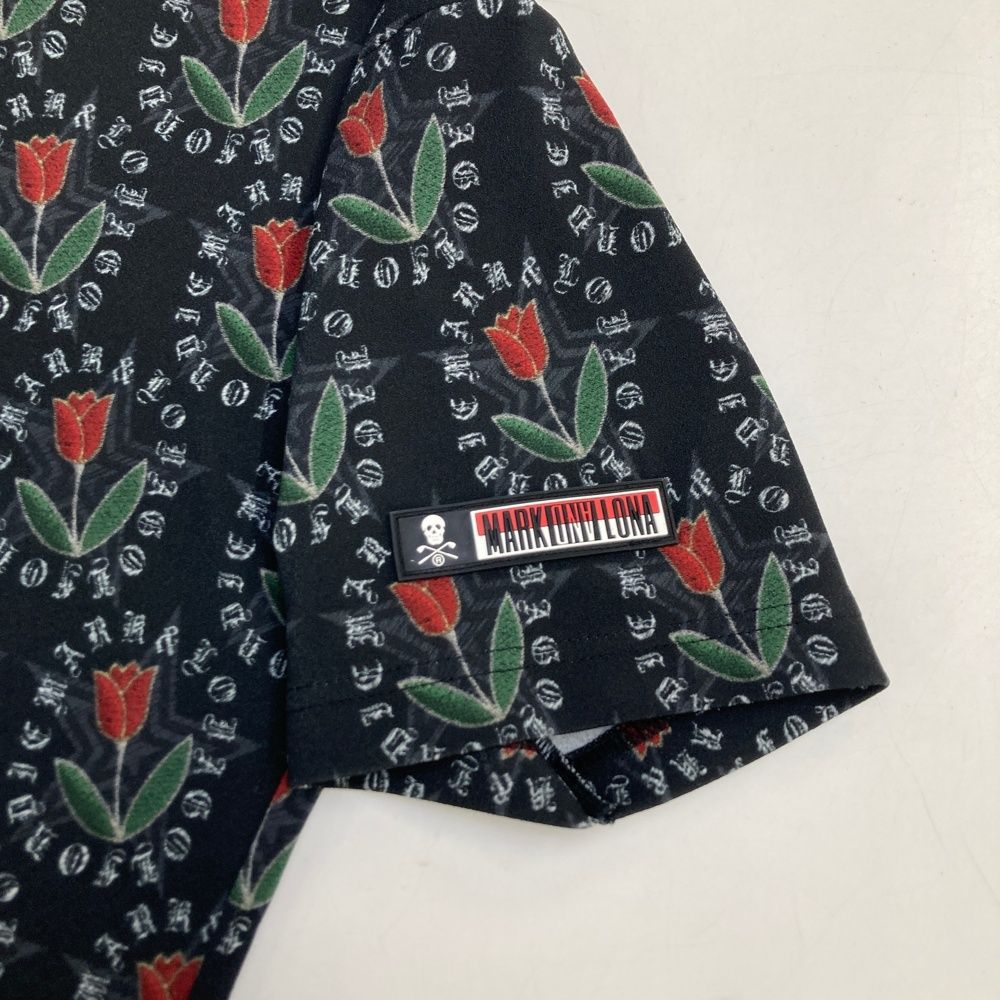 サイズ 46 MARK-LONA マークアンドロナ モデル 襟付 半袖Tシャツ ラインストーン チューリップ 総柄 ブラック系 240101539061 ゴルフウェア メンズ ストスト LLC-HASEGAWATOSO_COM