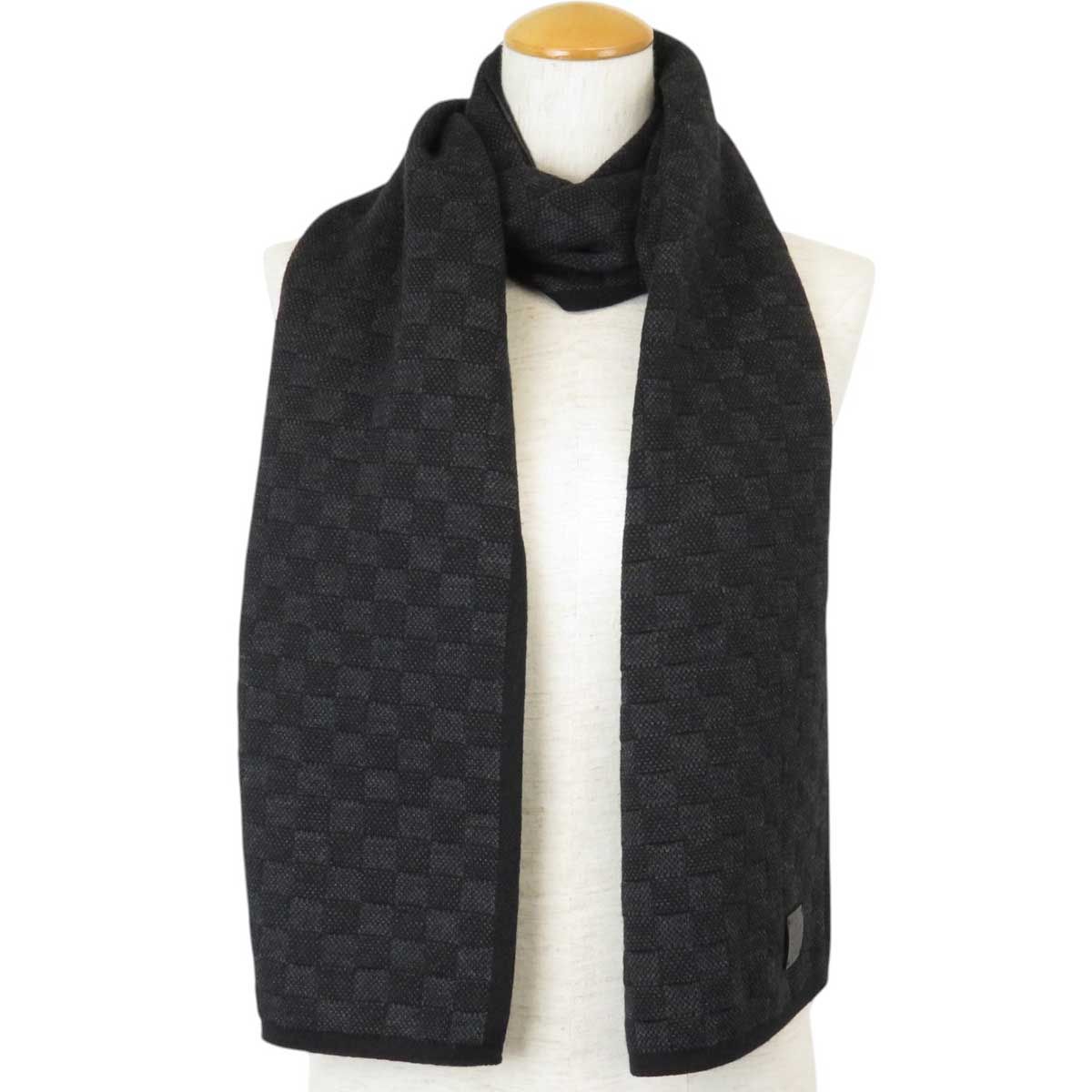 ルイヴィトン マフラー・ネオ プティ ダミエ M77988 ユニセックス ブラック グレー LOUIS VUITTON アパレル 小物