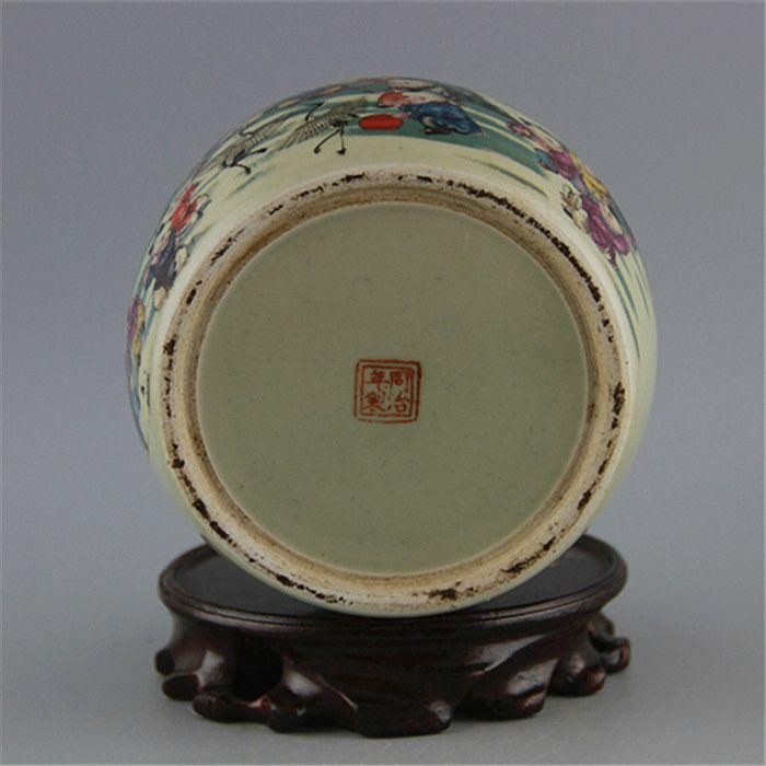 清同治粉彩嬰戯図コオロギの檻 中国美術 陶磁器 現代工芸品 美術