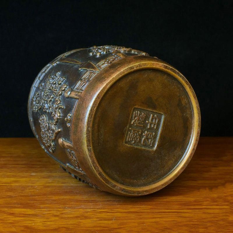 銅器  盤竜の  筆箱  書道具 文房具 現代工芸品 美術品 置物 銅器 盤竜の 筆箱 書道具 文房具 現代工芸品 美術品 置物 美術品・
