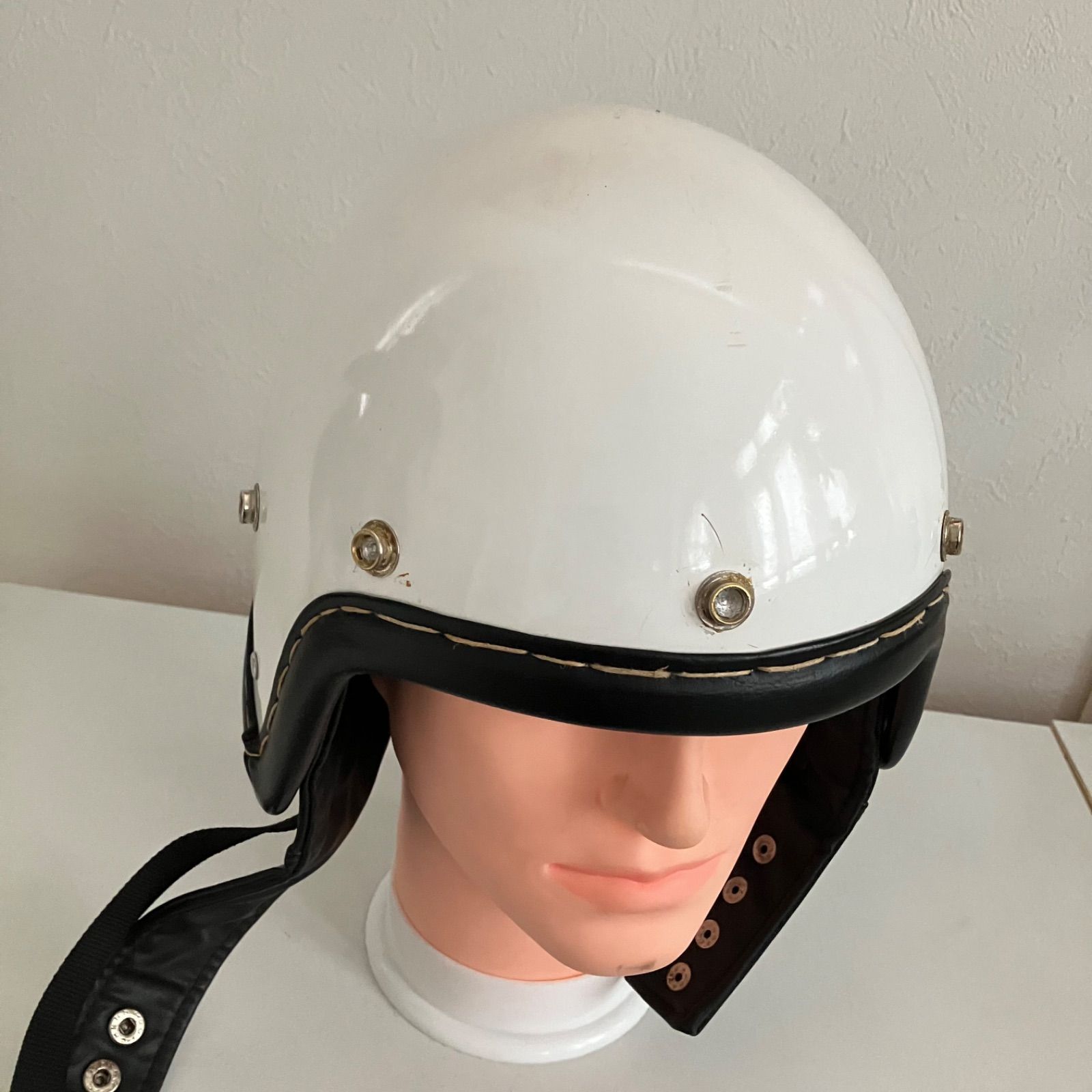 ビンテージ ヘルメット☆Mサイズ 1980代年製 革リム 当時物 ハーフ 