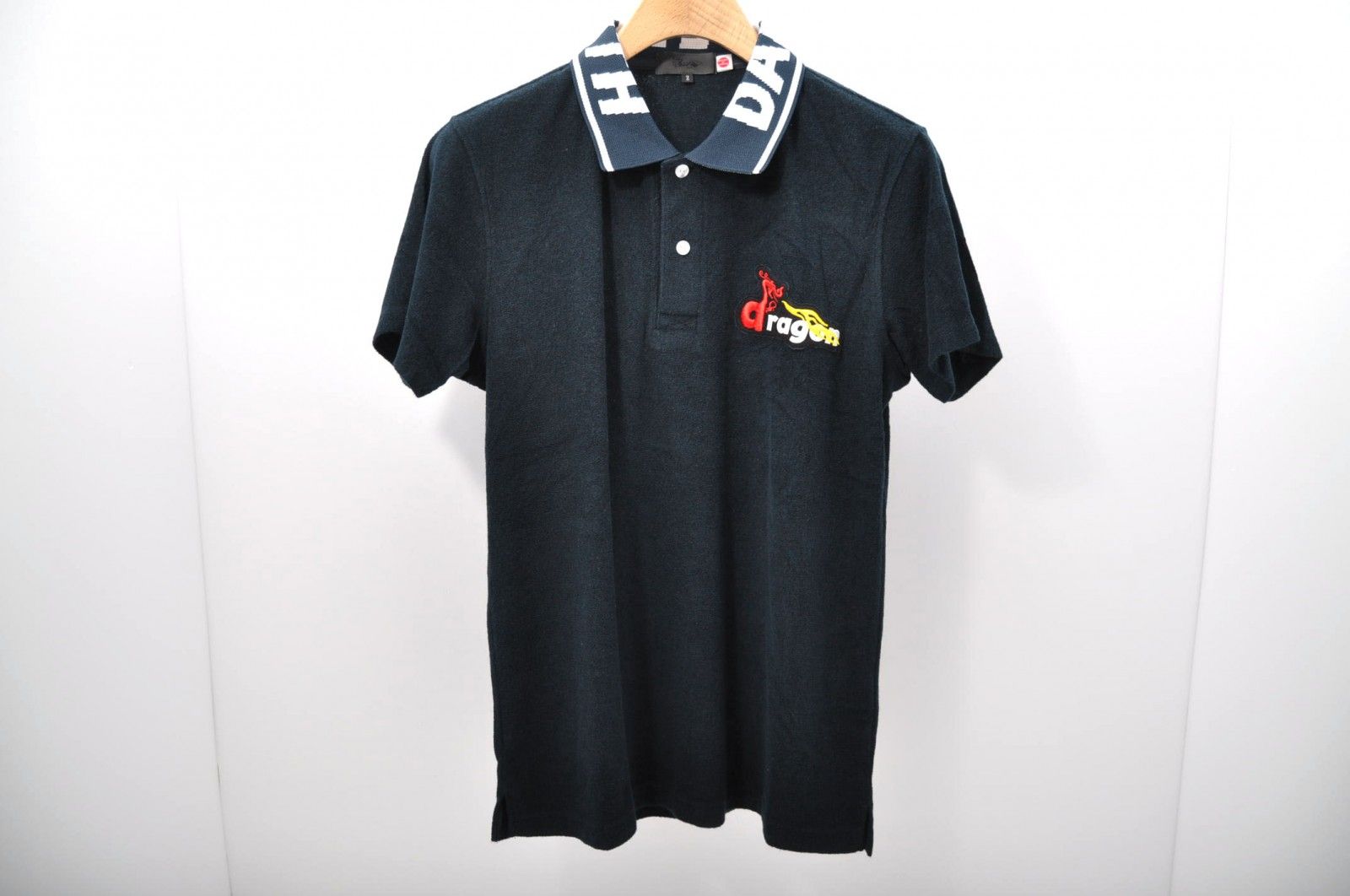 中古 メンズ ダンスウィズドラゴン DANCE WITH DRAGON 半袖ポロシャツ 2(M) 紺 ネイビー パイル地