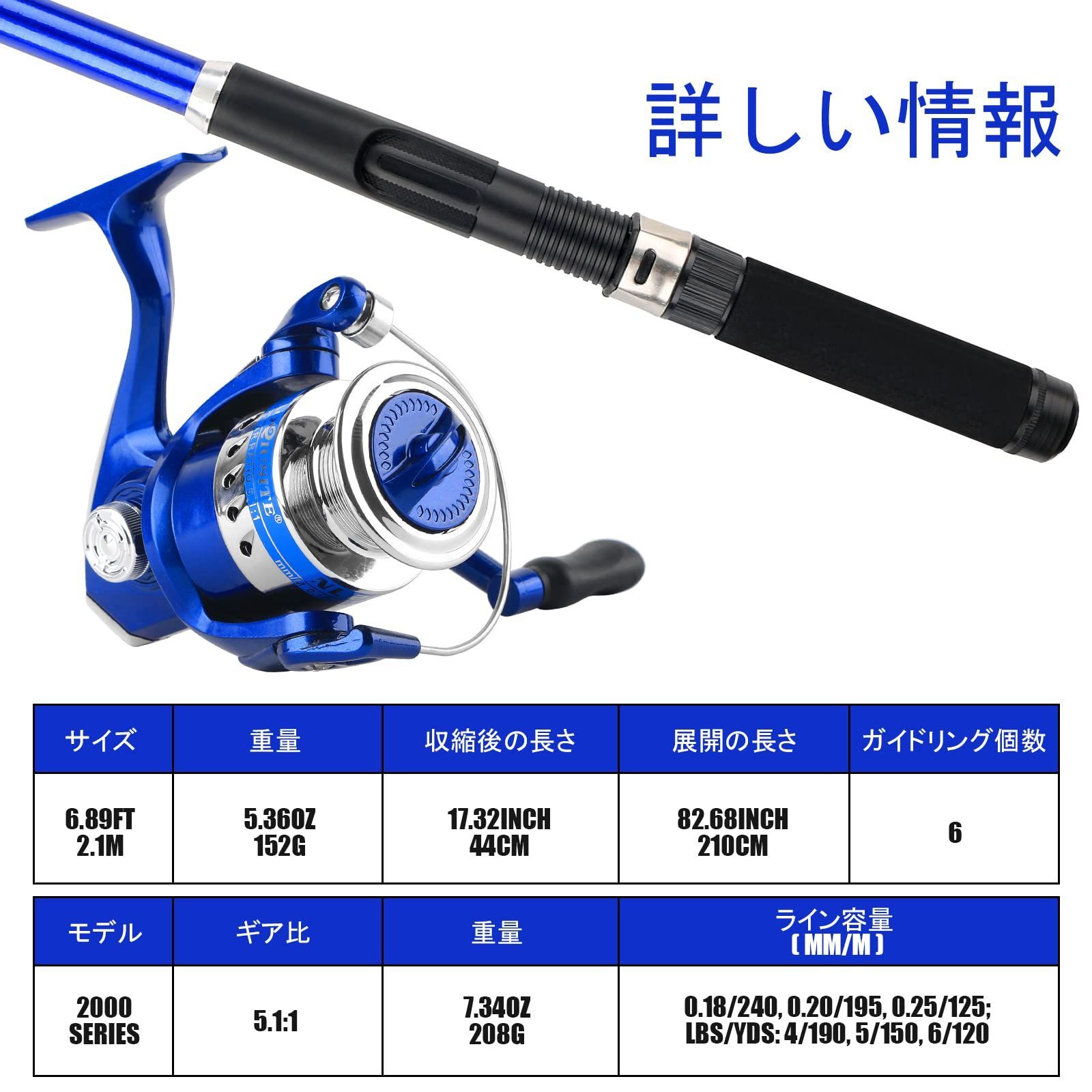 カーボン釣り竿セットスピニングリール コンパクトロッド 硬調2.7M 海釣り 入門セット スピニングリール 投げ釣り コンパクトロッド 携帯