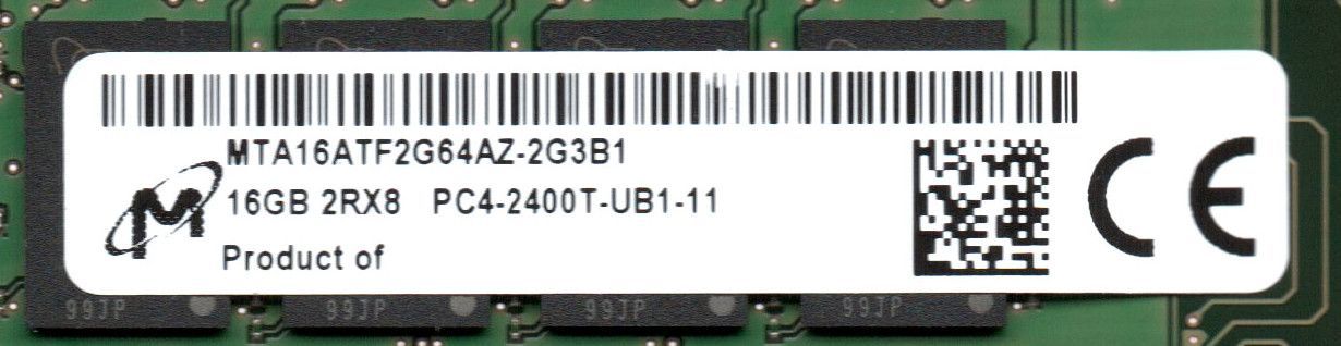 Micron マイクロン 16GB 2RX8 PC4-2400T-UB1-11 DIMM 288pin