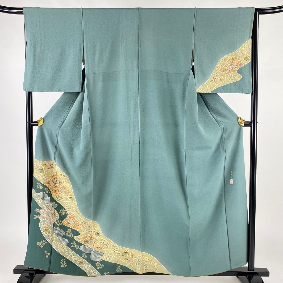 付下げ 身丈160cm 裄丈65.5cm M 袷 翠山工房 やまと 落款 辻が花