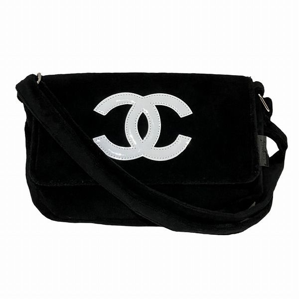 シャネル Chanel ココマーク ブラック×ホワイト パイル生地 バッグ ショルダーバッグ ユニセックス ノベルティ