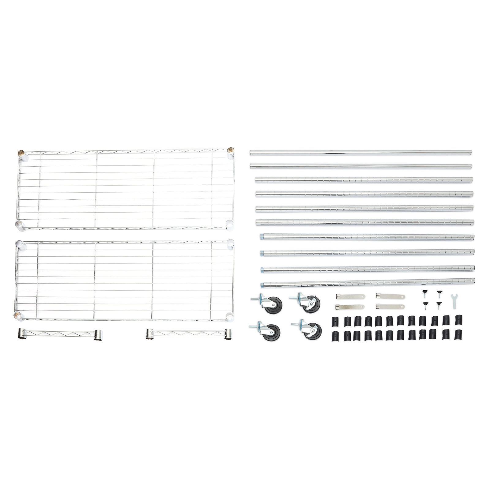 棚付き 幅91.4 キャスター付き x 頑丈 耐荷重181kg 奥行35.6 洋服ラック x 2段 高さ182.9 ハンガーラック cmクロム ベーシック