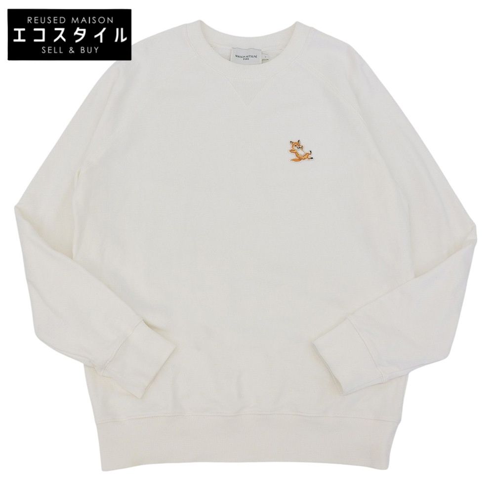MAISON KITSUNE メゾンキツネ チラックスフォックス コットン 長袖トレーナー トップス メンズ ホワイト L L