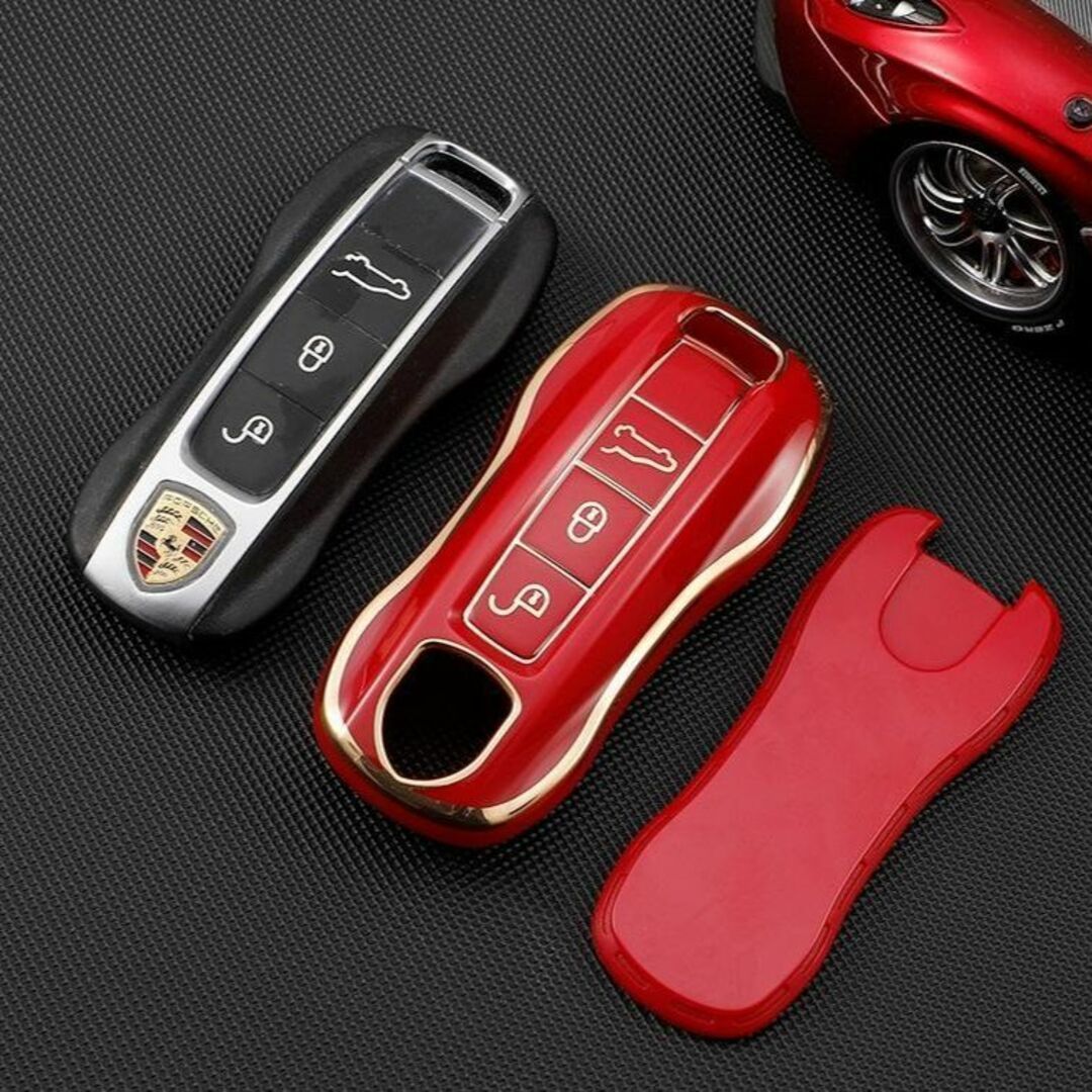 ポルシェ キーケース キーホルダー 3点セット レッド