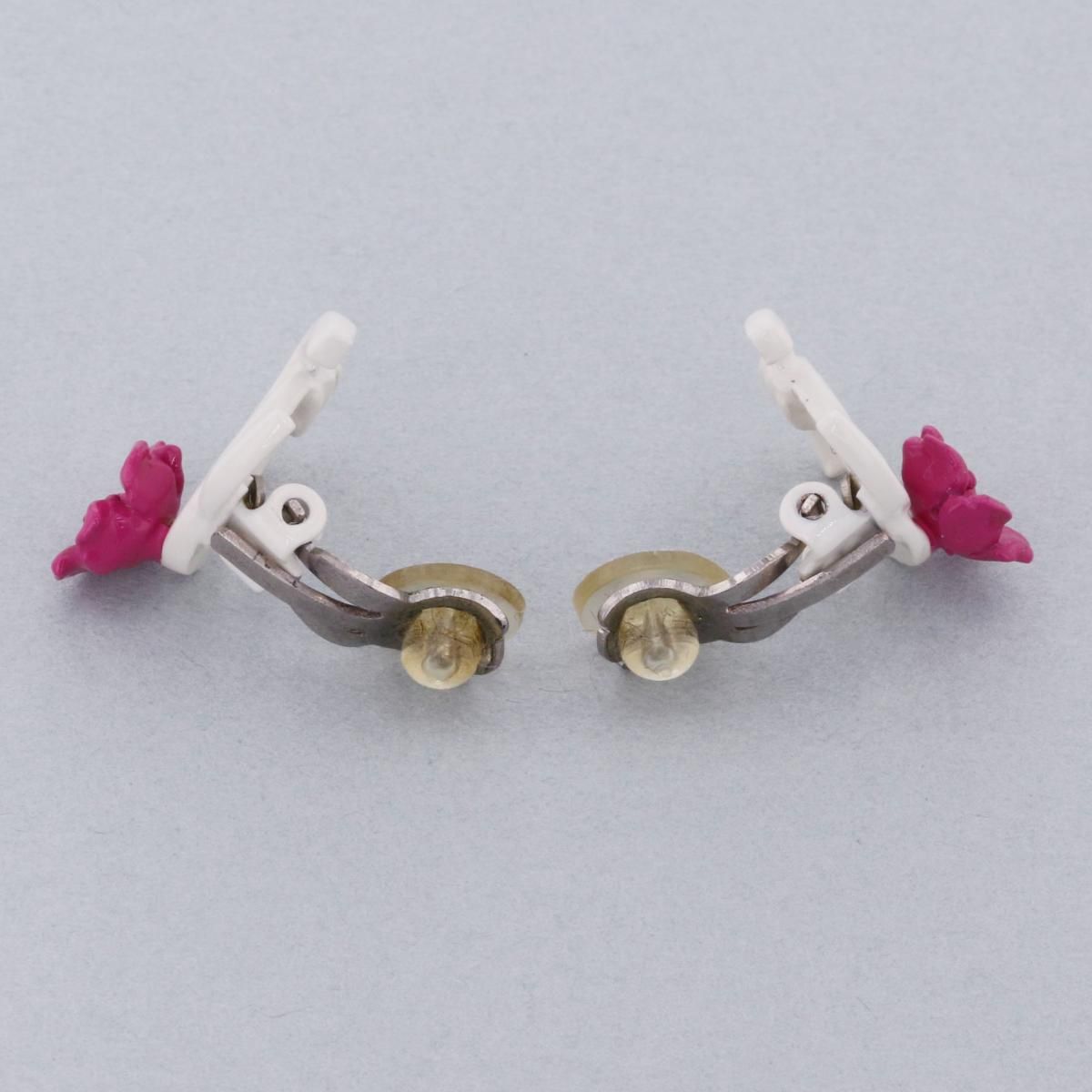 CHANEL シャネル ココマーク ピアス 04P ホワイト ピンク カメリア
