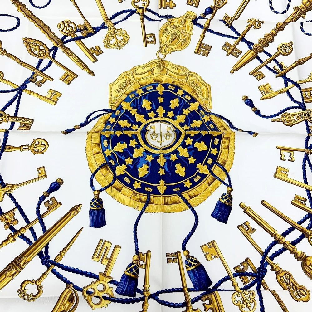 中古】【箱付き】 HERMES エルメス シルク カレ90 LES CLES 鍵