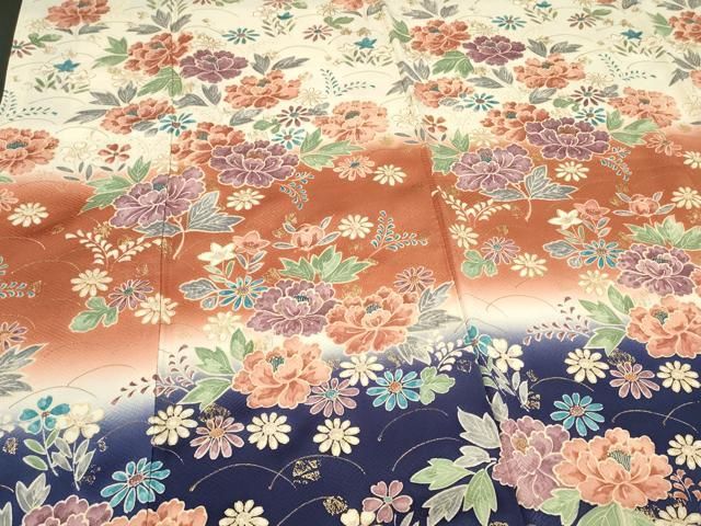 平和屋着物□訪問着 枝花文 暈し染め 金彩 正絹 逸品 AAAY8768fw