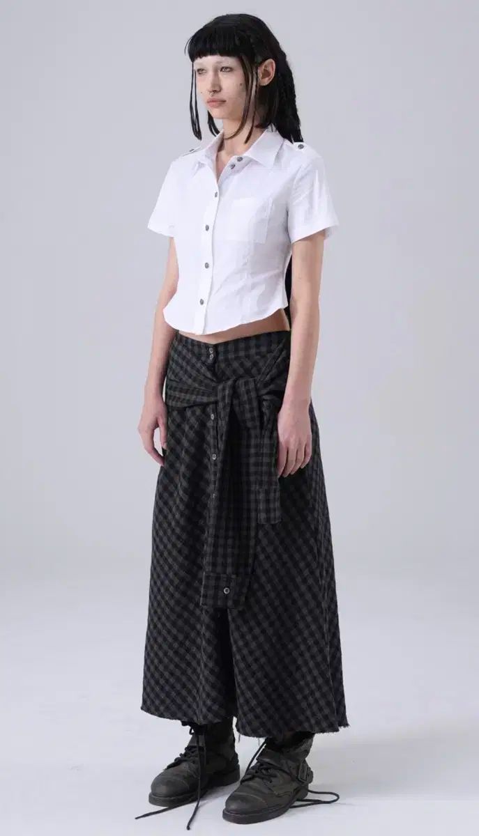 ダンスダンス ファヒ島 チェック スカート Check shirt skirt