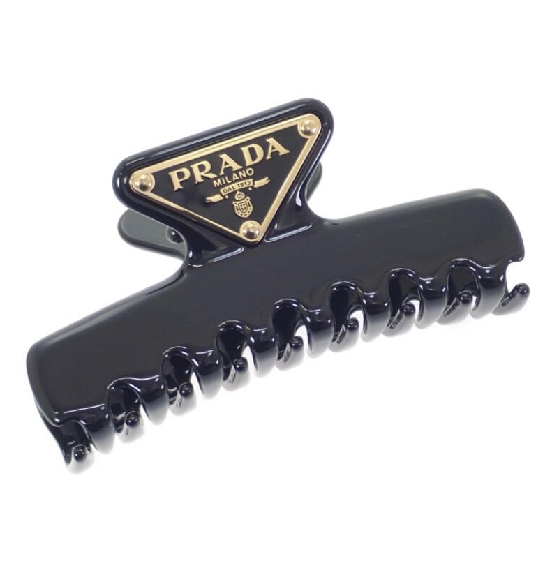 PRADA メタルクロウクリップ 1IF103_K9D_F0002 ヘアアクセサリー メタル ブラック ゴールド ゴールド金具 レディース 小物 ABランク