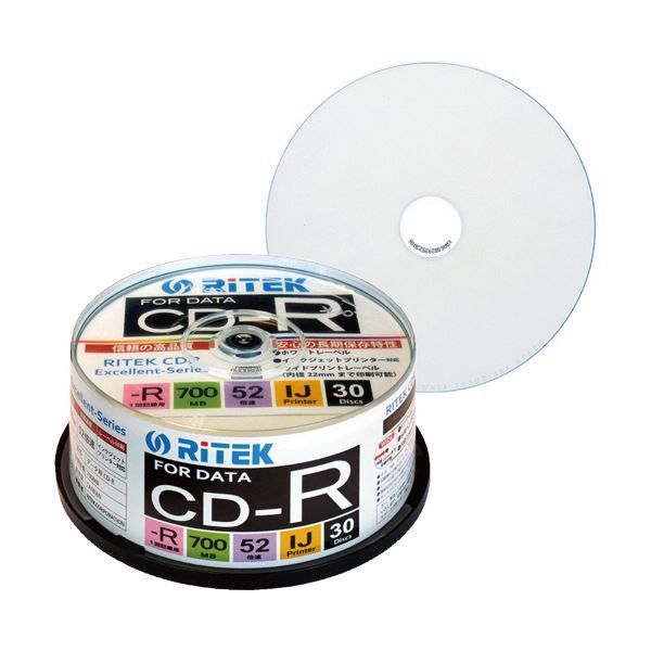 (まとめ) RITEK データ用CD-R 700MB1-52倍速 ホワイトワイド