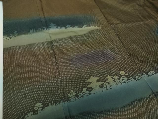 平和屋着物○訪問着 お召地 風景文 暈し染め 正絹 逸品 DAAS3877ps