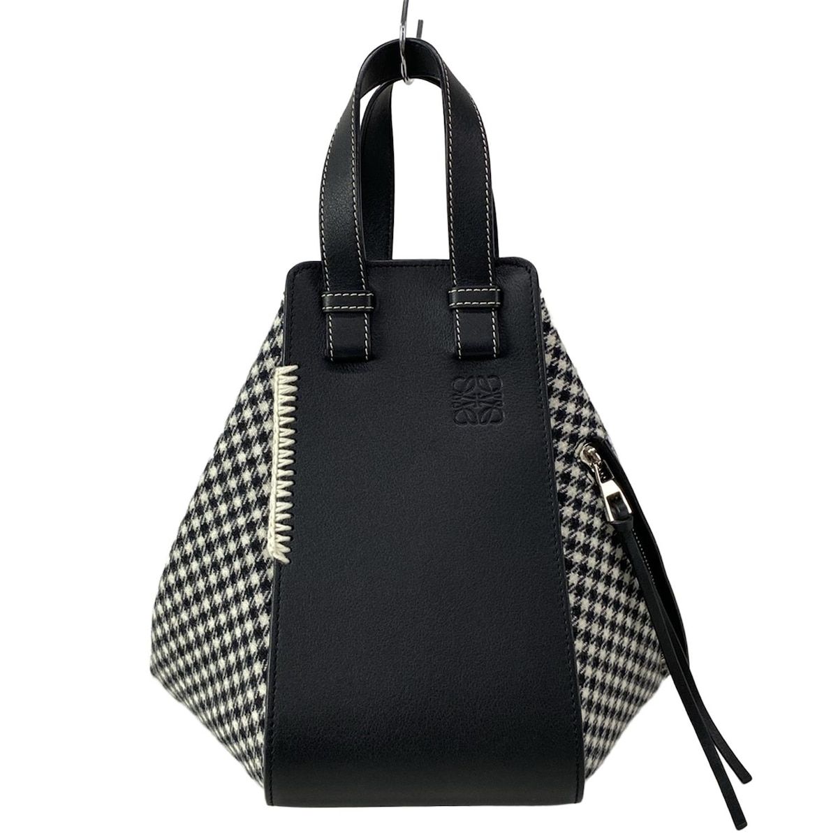 LOEWE(ロエベ) ハンドバッグ美品 ハンモックバッグスモール 黒×白 