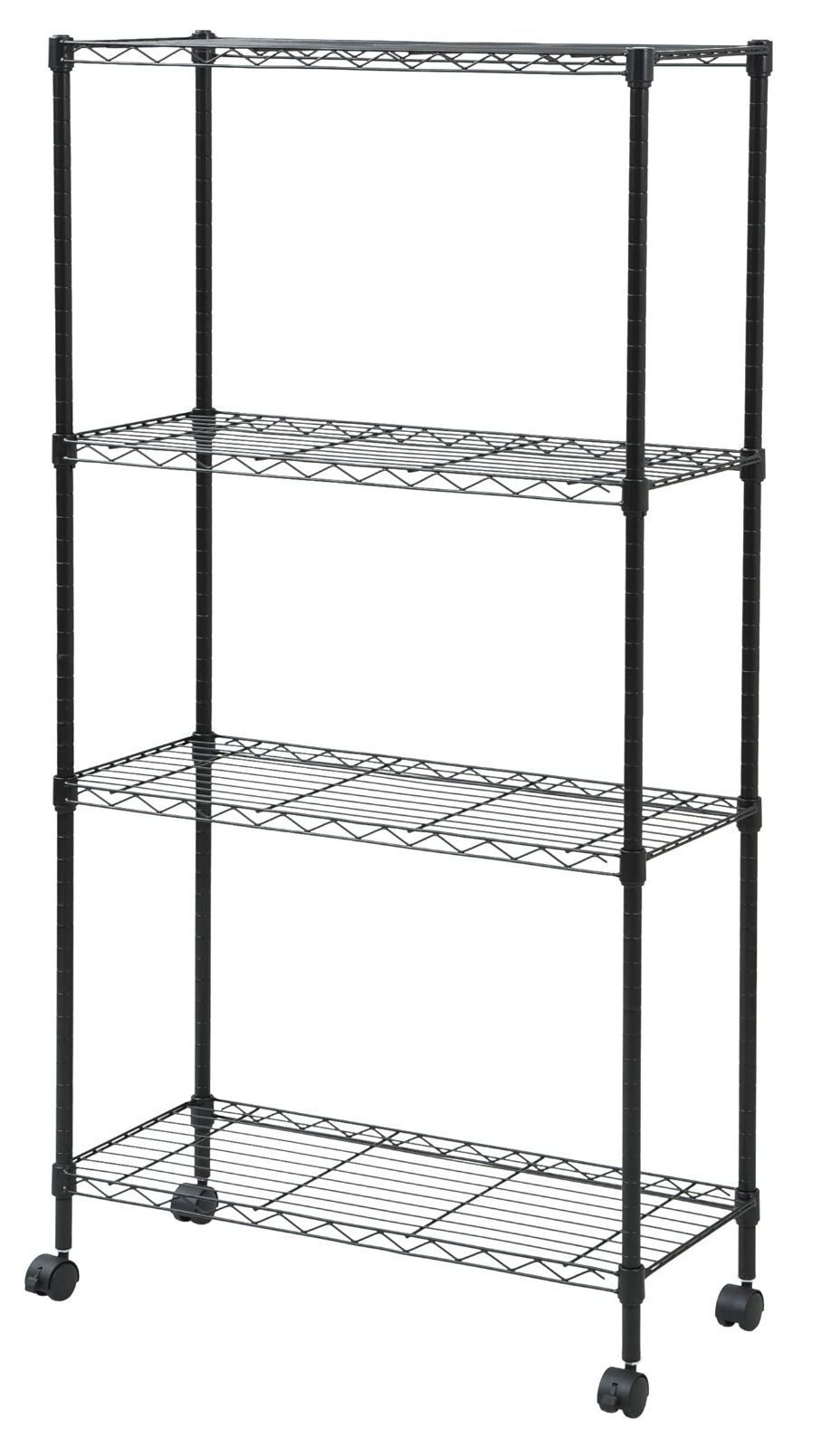 在庫セール 幅70棚 ブラック キャスター付き スリムメタルシェルフ 4段 山善 YAMAZEN RS-14734CJH BK