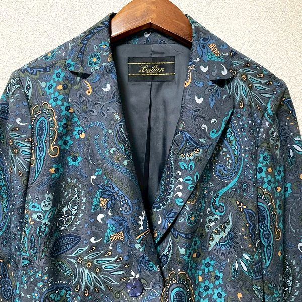 anc レリアン Leilian ジャケット 9 グレー系 マルチ ペイズリー柄 シルク混 レディース 945827 GULLKHAN_COM