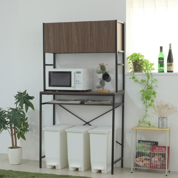 ナチュラル木製食器棚 ガラス扉付き モモナチュラル ホワイト木製食器