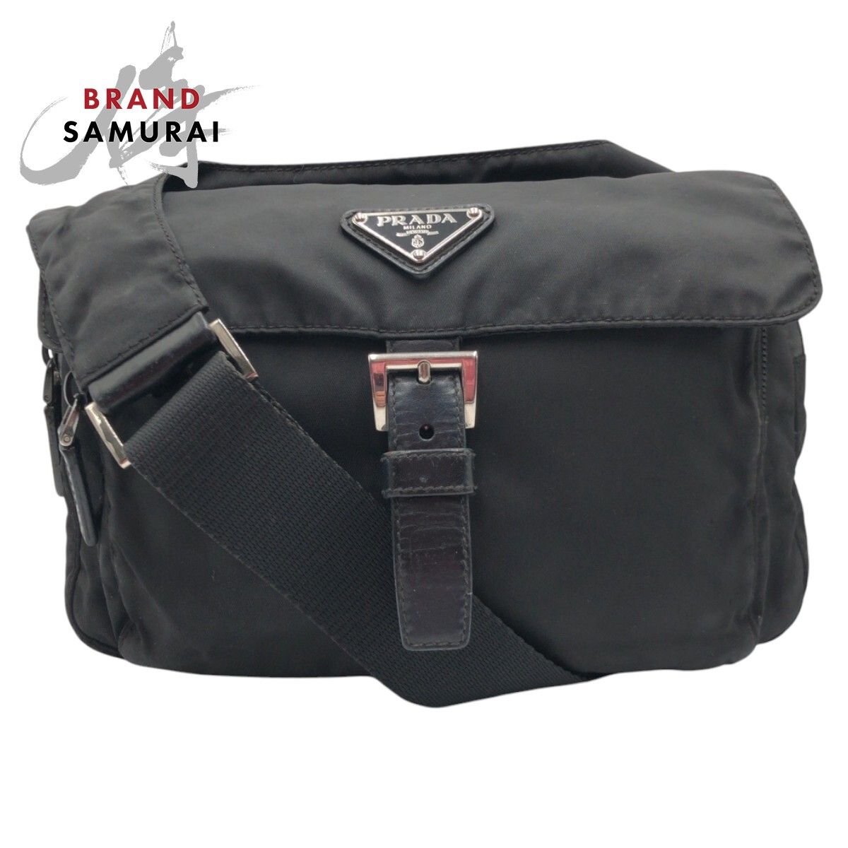 PRADA プラダ ショルダーバッグ メッセンジャー 三角ロゴ ナイロン 黒