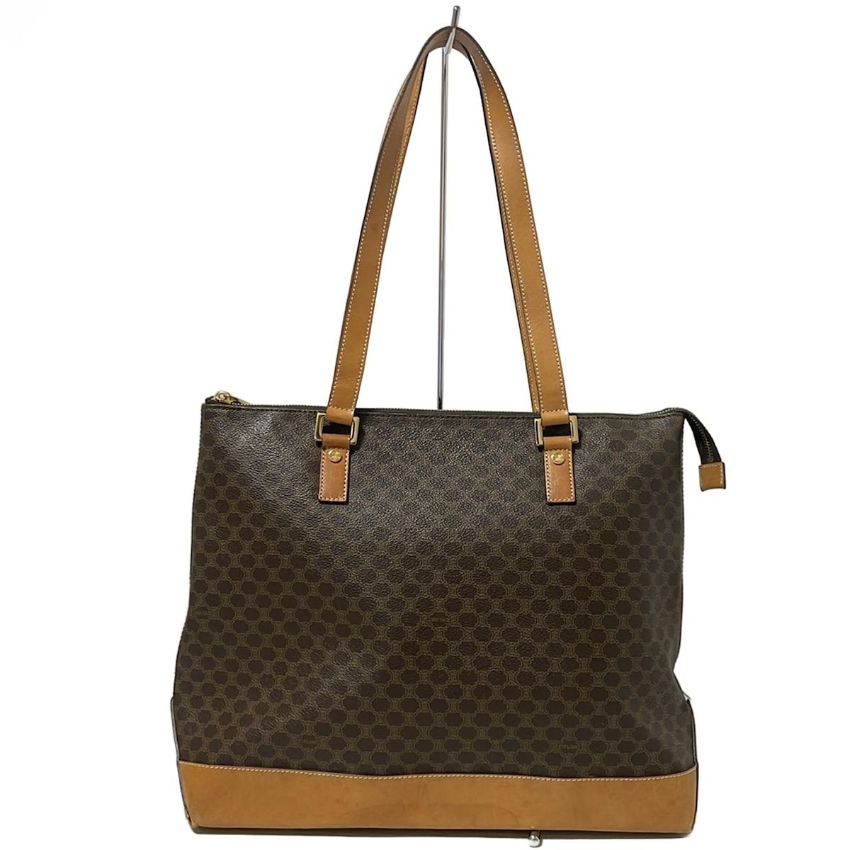 CELINE ブラウン ショルダーバッグ マカダム柄 美品】CELINE CELINE ブラウン ショルダーバッグ マカダム柄 美品】CELINE