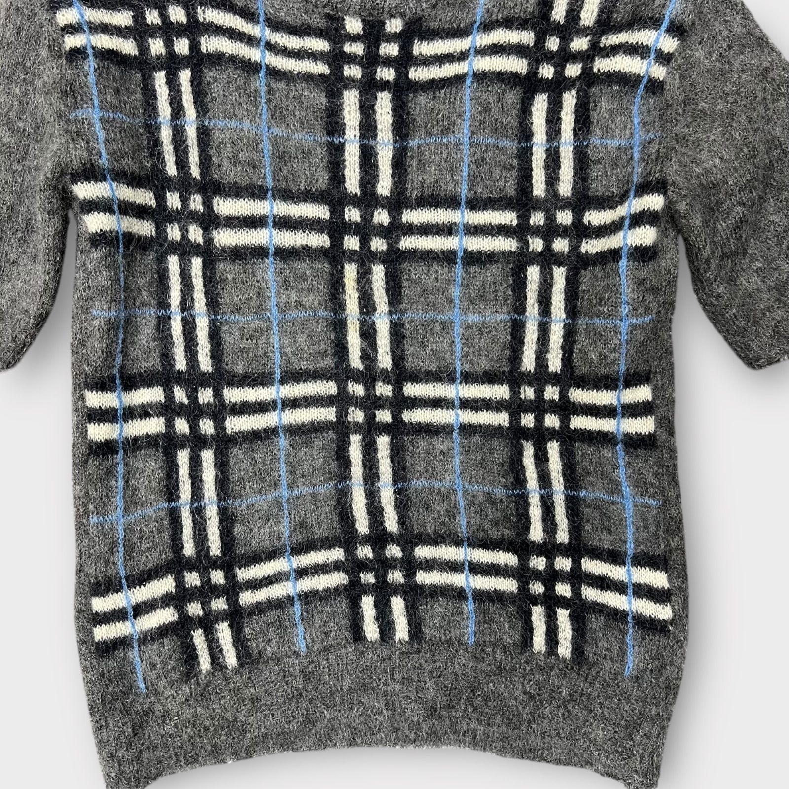Burberry Blue Label モヘア混 半袖ニット fbf11-879 Mサイズ チェック 