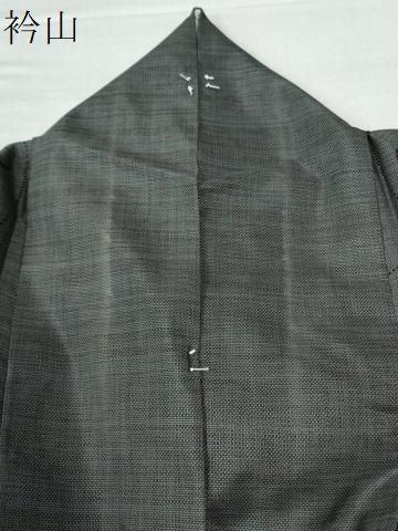 平和屋着物▽白鷹お召 単衣 白たか乃絣 あらと織 市松文様 反端付き