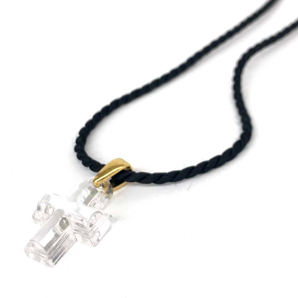 LALIQUE ラリック　クロス　ペンダントトップ　ブラック　十字架 良好 LALIQUE ラリック ネックレス クリア×ブラック クロス 十字架
