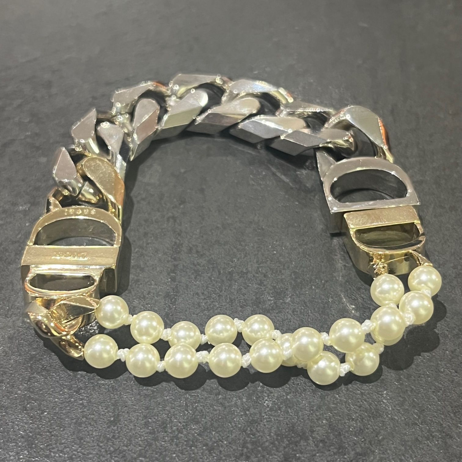 美品 Dior Sacai Bracelet パール シルバー ブレスレット サカイ