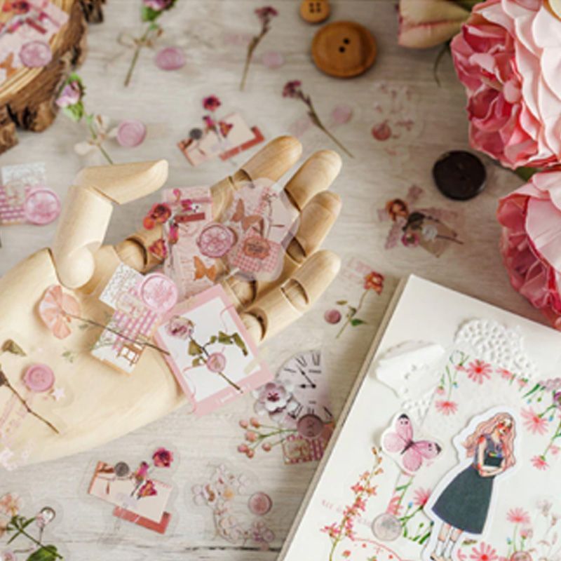 全6種 繊細な時間シリーズ シール ステッカー / PET コラージュ素材