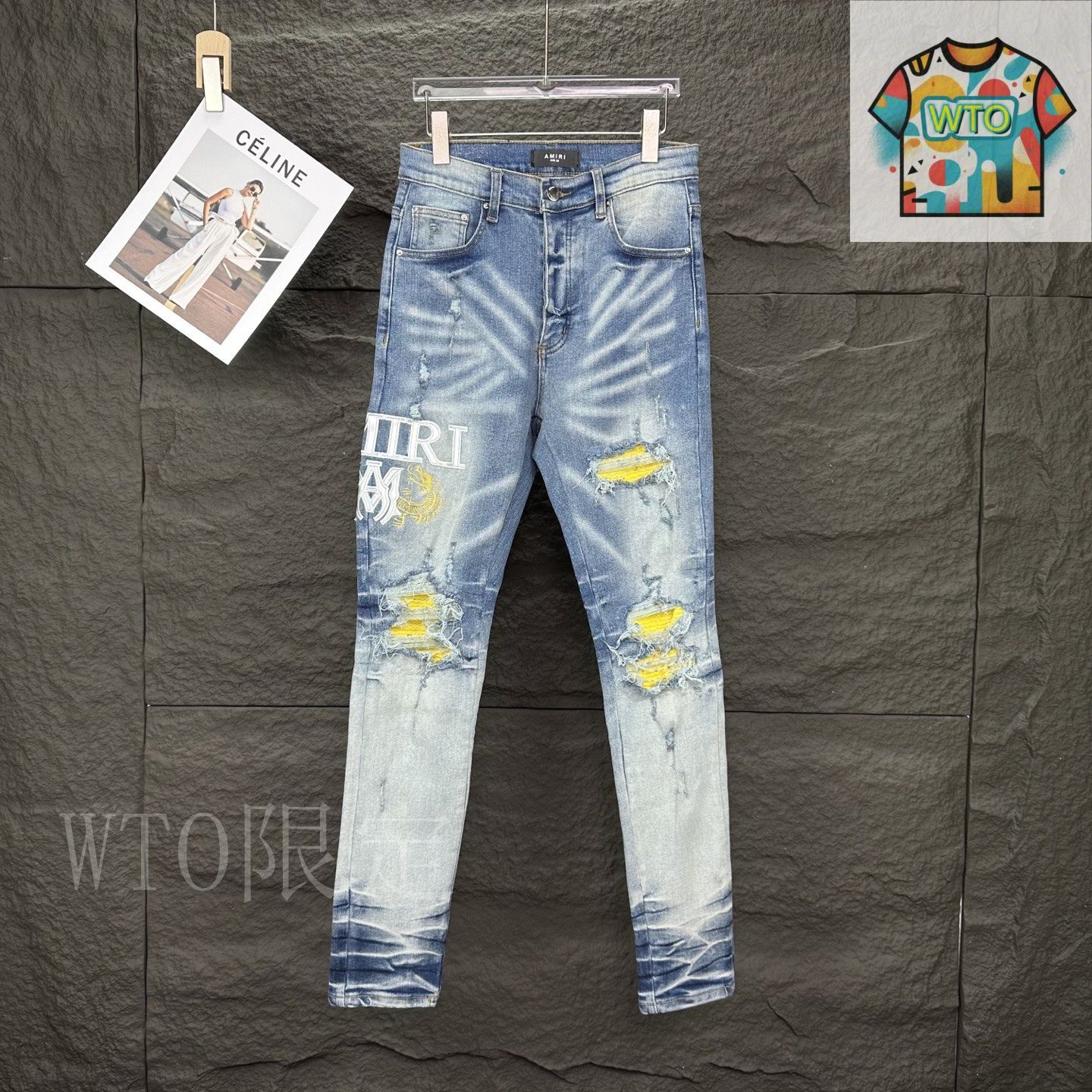 今日特価】AMIRI 2025 刺繍ロゴ イエローパッチ カップル