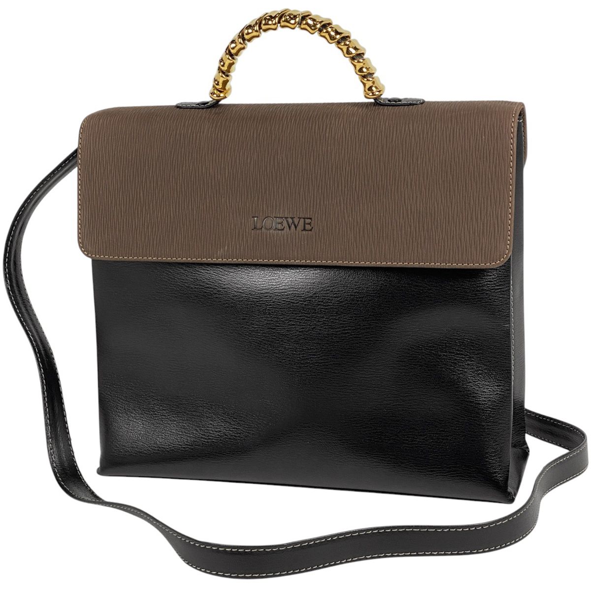 LOEWE(ロエベ) ベラスケスバイカラーレザーショルダーバッグ