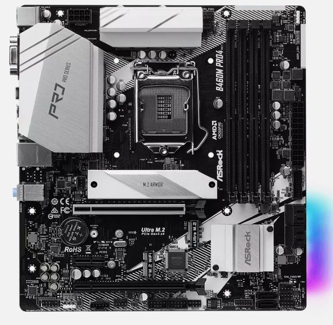 ASROCK B460M Pro4 LGA1200 DDR4 128G VGA+HDMI+DP M-ATX Motherboard