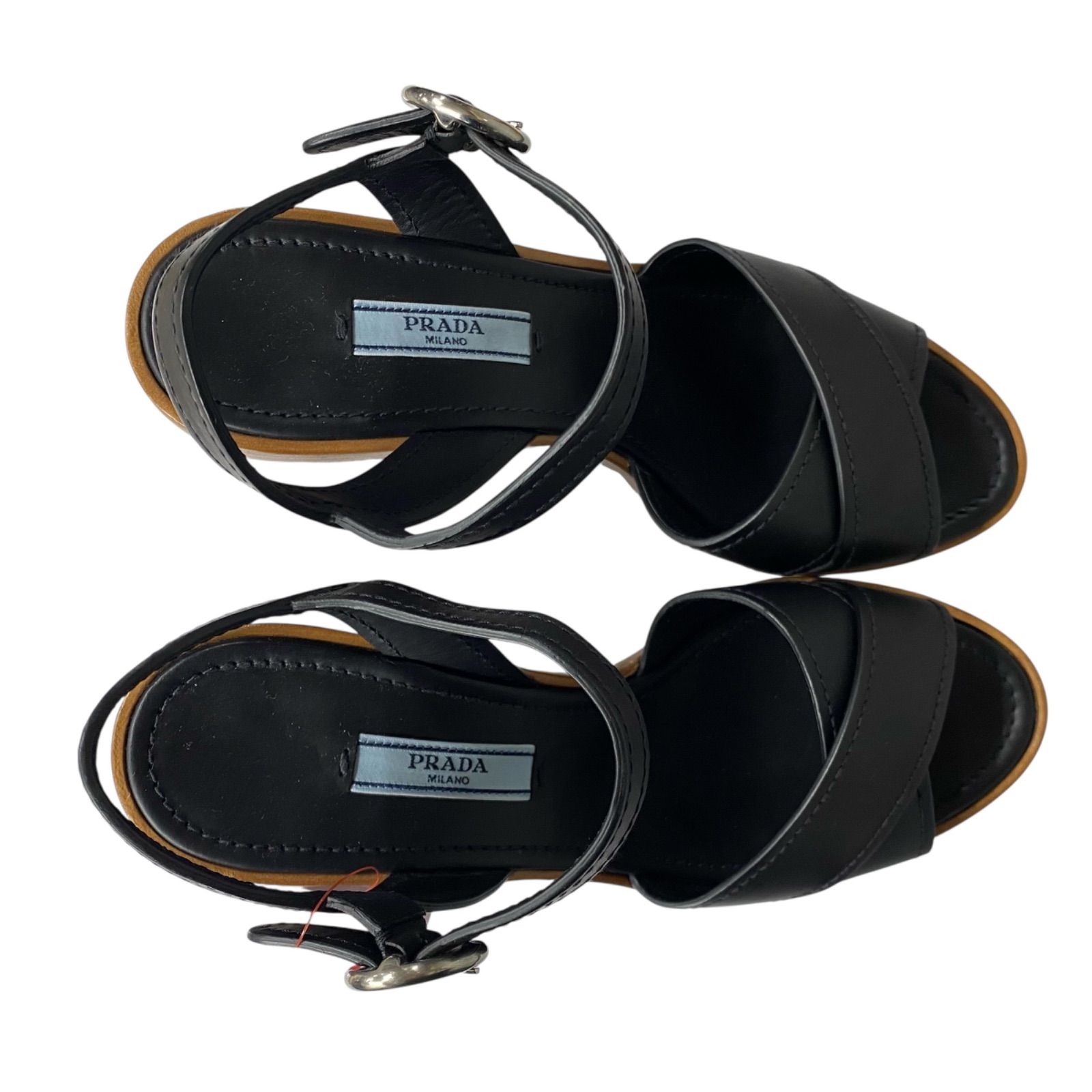 美品 プラダ PRADA サンダル チャンキーヒール ハイヒール