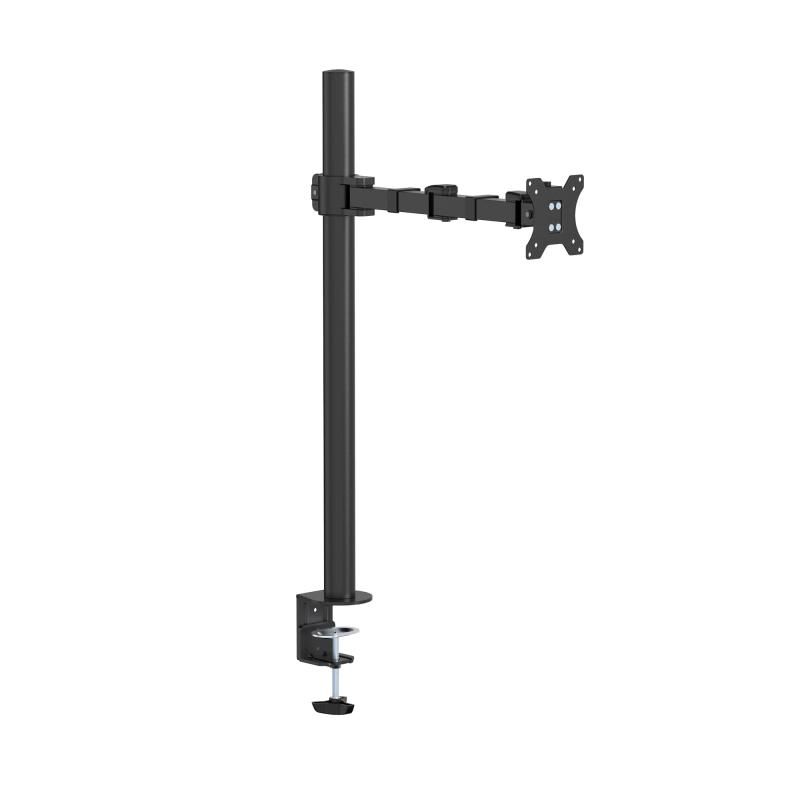 グリーンハウス クランプ式 液晶ディスプレイアーム 17～32インチ対応 耐荷重～8kg 高さ805mmのロングポール 水平可動 GH-AMDL1-BK