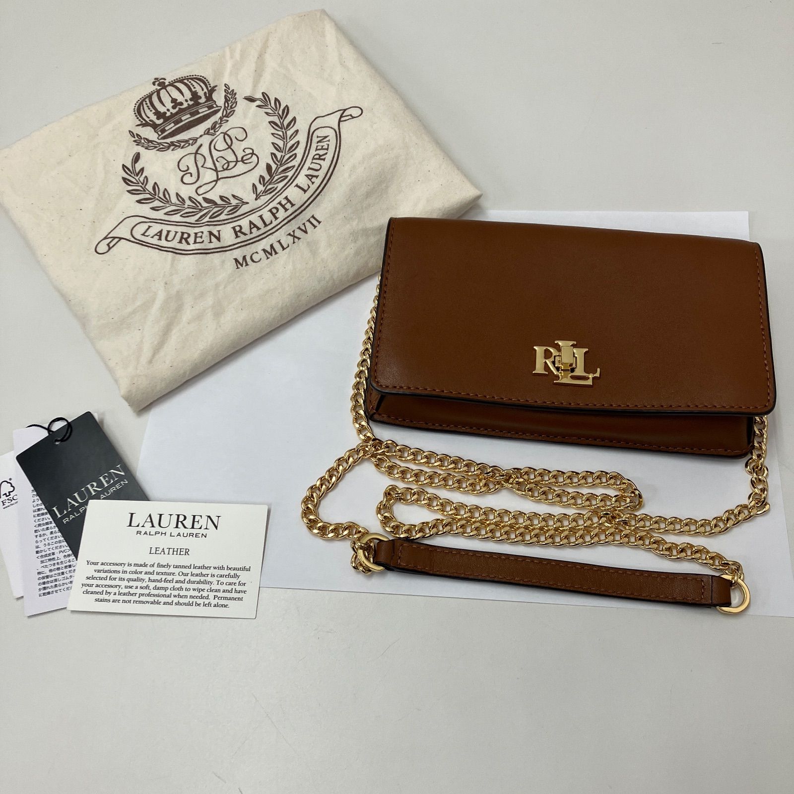 LAUREN RALPH ラルフローレン レザークロスボディ テックケース