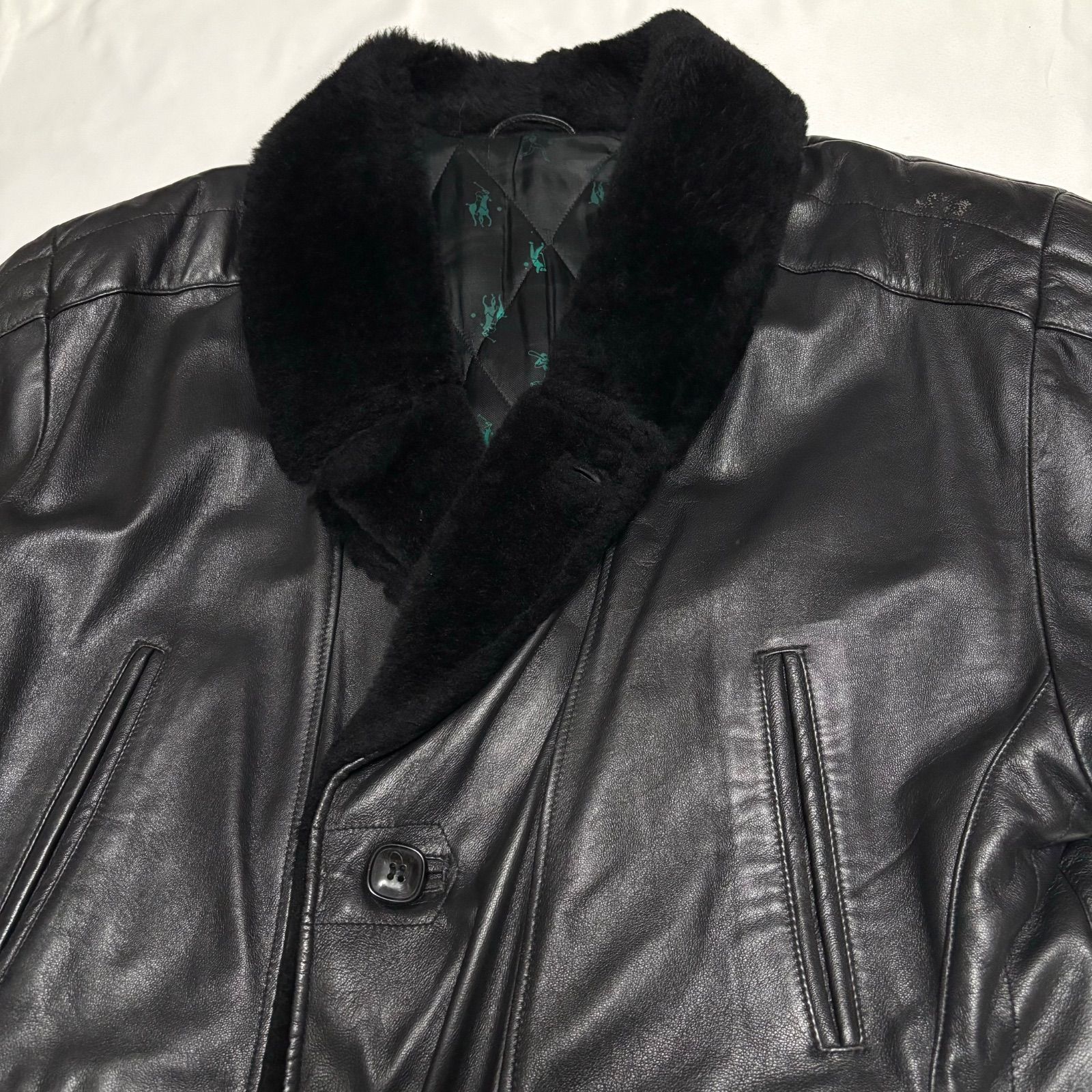 80s イタリア製 レザーコート ブラック 80s ARROW LEATHER CARCOAT Size L | KORDS
