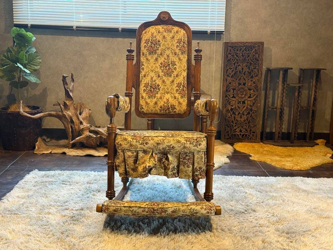 ロッキングチェア ソファ ゴブラン模様 アームチェア ゆり椅子 ソファ