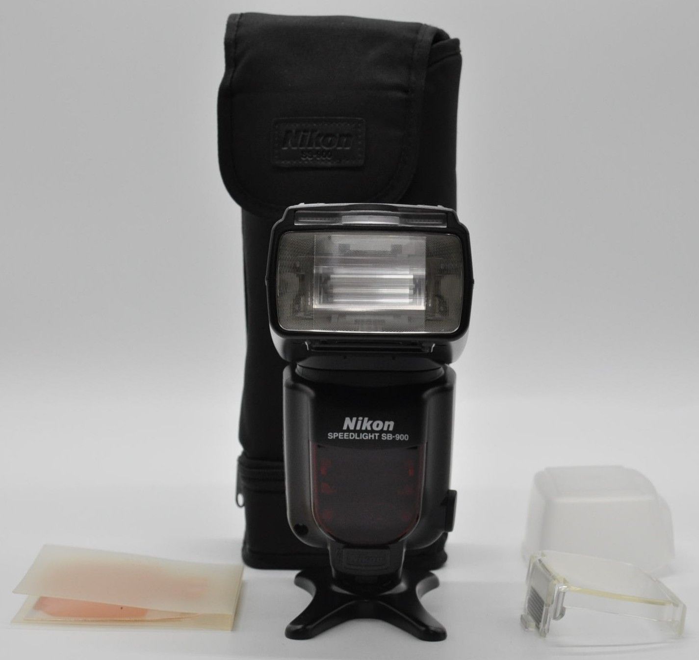 上 !! Nikon ニコン スピードライト SB-900 ♪ソフトケース カラーフィルター フィルターホルダー ディフューザー付き♪