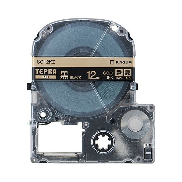 (まとめ) キングジム テプラ PRO テープカートリッジ パステル 12mm 黒／金文字 SC12KZ 1個  
