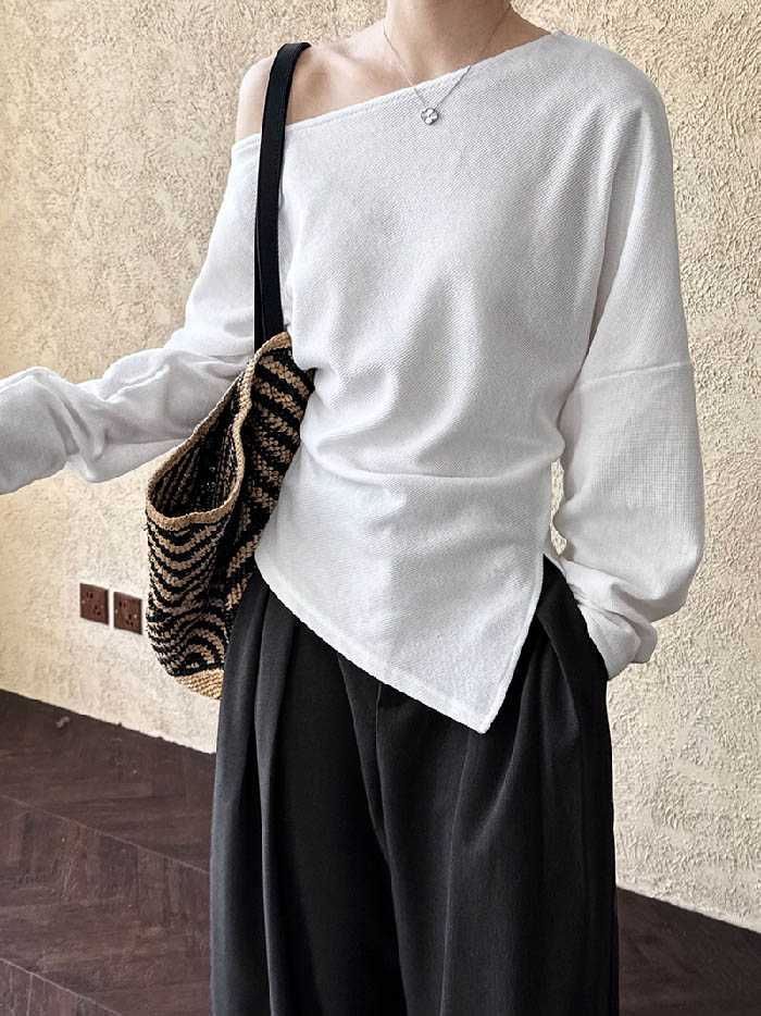 Tシャツ オフショルダー レディース 長袖 オープンショルダー