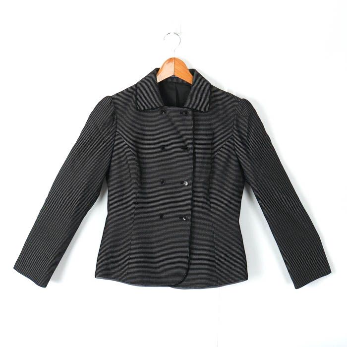 ニューヨーカー テーラードジャケット シルク混  レディース 11サイズ ブラック ホワイト NEWYORKER 【中古】