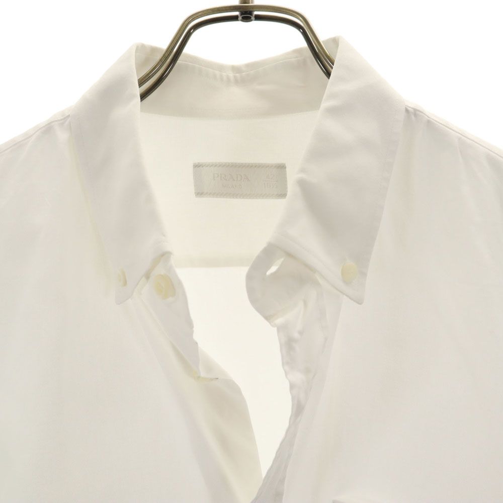 PRADA プラダ 2017年モデル イタリア製 長袖 ボタンダウンシャツ 42 ホワイト メンズ PRADA プラダ 2017年モデル イタリア製 長袖 ボタンダウンシャツ 42