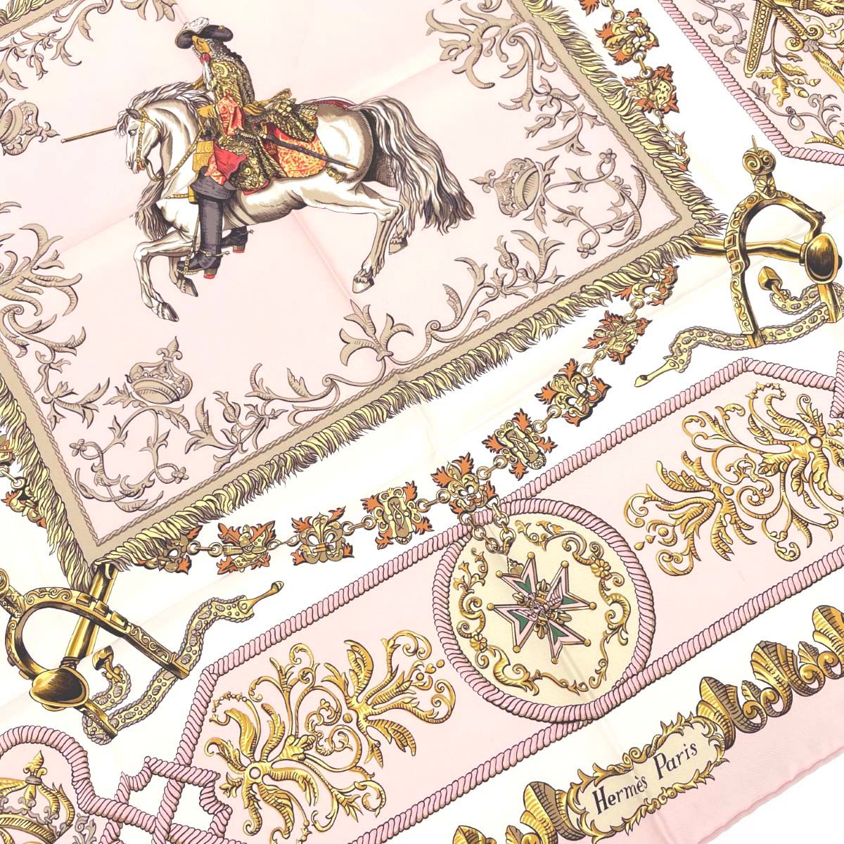 Hermès エルメス LVDOVICVS MAGNVS、美品。 HERMES エルメス カレ90 「LVDOVICVS MAGNVS（白い馬に跨った