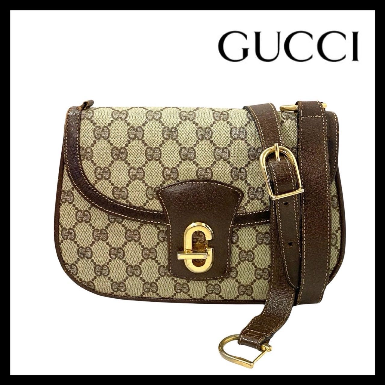 GUCCI GGロゴ ショルダーバッグ ベージュ/ブラウン Y【GUCCI】GG ショルダーバッグ ベージュ ブラウン/茶