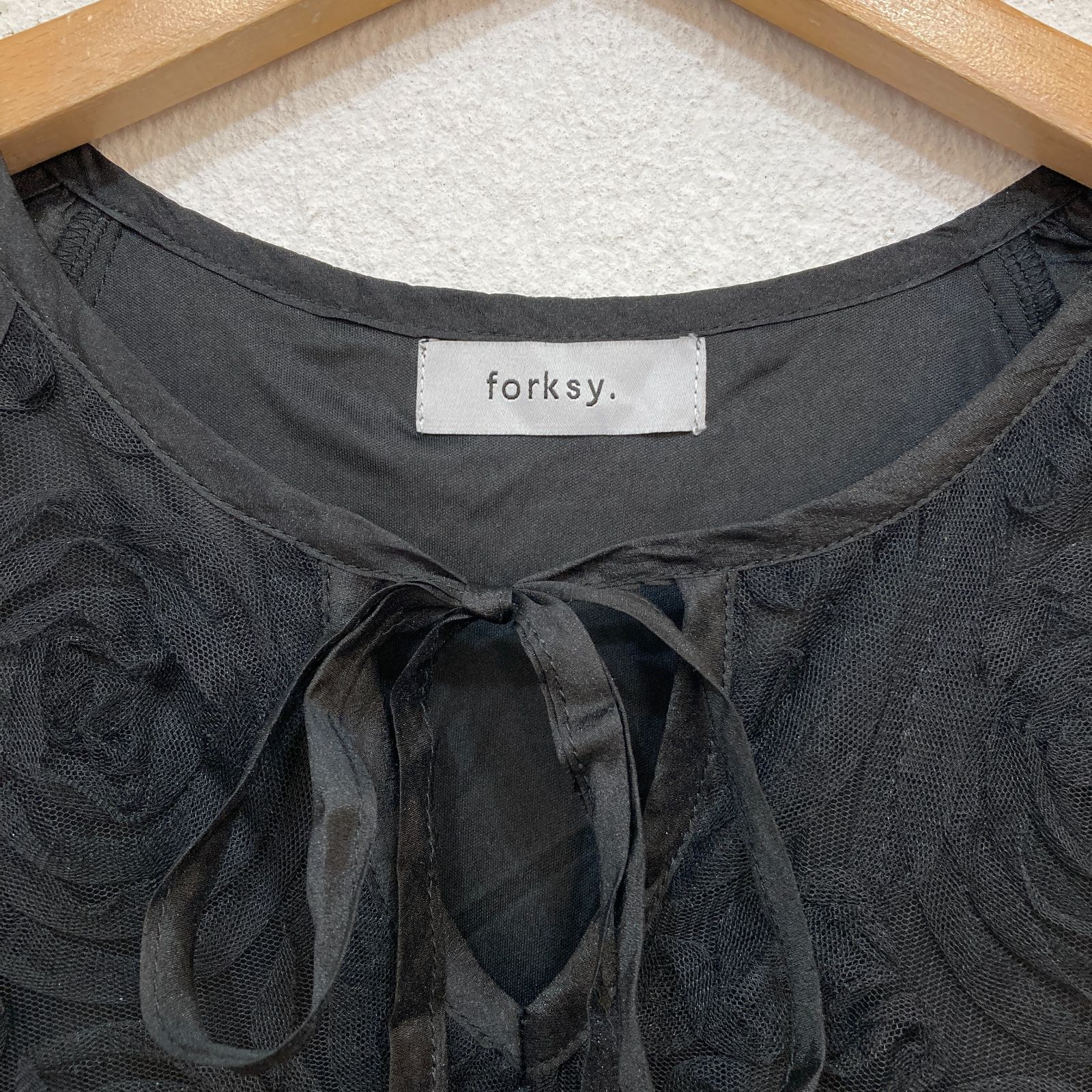 フォルクシー フラワーモチーフシアーバルーンスリーブワンピース セール】【forksy.】【オケージョン対応】フラワーモチーフ